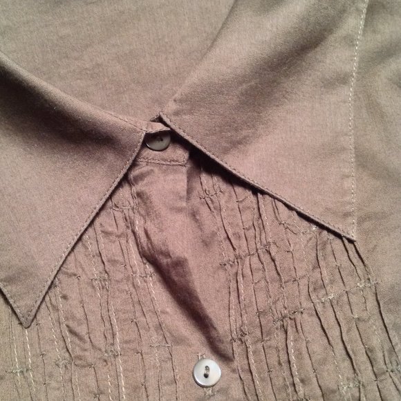 Lord and Taylor Ruffle Tuxedo Front Button Shirt - Picture 4 of 5